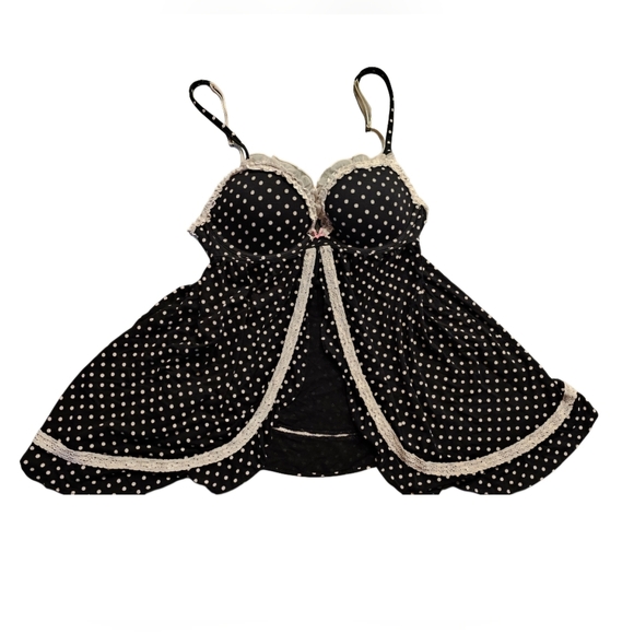 Victoria's Secret Black Corset Bustier NegligeeTop Babydoll Lingerie 34B Lace - Picture 4 of 9